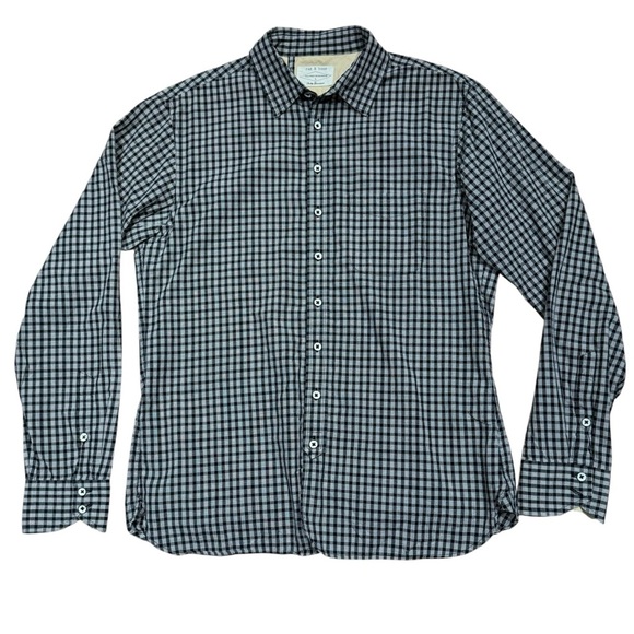 Rag & Bone Sz L Shirt Men’s Black & White Plaid Button Down Cotton Classic - Picture 1 of 6